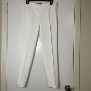 NWOT THEORY belisa monaco ivory white cropped straight trousers size US 6